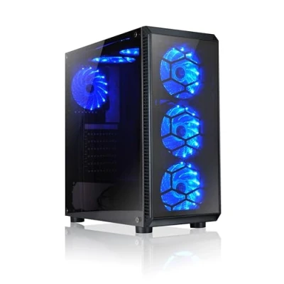 Imagen de L LINK Caja para pc ATX con USB 3.0 6 Ventiladores LED Azules y Vidrio Templado Torre Diseño Gaming ventilada Ordenador compacta Modelo: Avatar