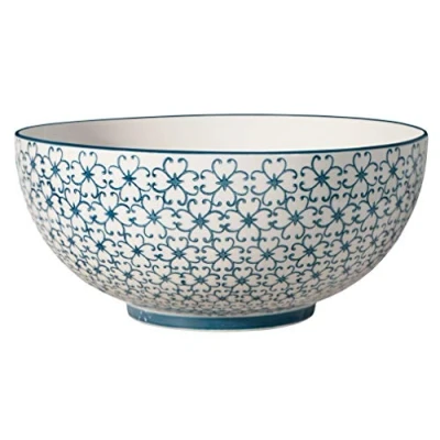 Imagen de BLOOMINGVILLE Ensaladera Kristina Recipiente para Servir da Loza ø 23,5 cm, Azul, Cerámica, Capacidad 2000 ml