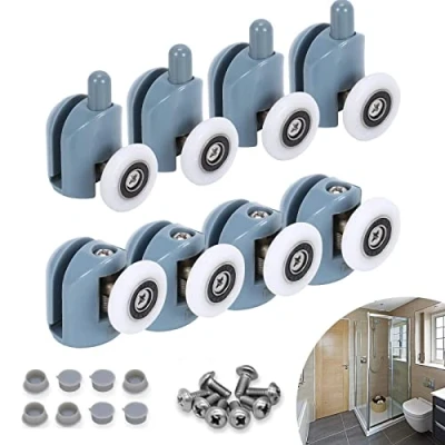 Imagen de 4 Pcs Rodamientos Mampara Ducha,Polea para de Ducha, Se Puede Usar Reemplazar los Rodillos en el Baño Familiar, Gris, 23 mm / 0,9 pulgadas