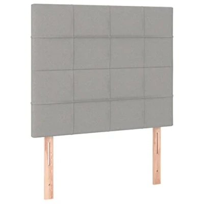 Imagen de vidaXL 2X Cabeceros Tapizado Cama Dormitorio Antimancha Acolchado Protector Cubierto Elástico Prueba Polvo Funda de Tela Gris Claro 90x5x78/88 cm