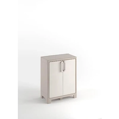 Imagen de Keter Armario Gulliver BajoAlmacenaje Interior y ExteriorResinaEstanco al Agua con 2 Puertas Baldas Regulables en AlturaColor Beige/Arena80 x 44 100 cm