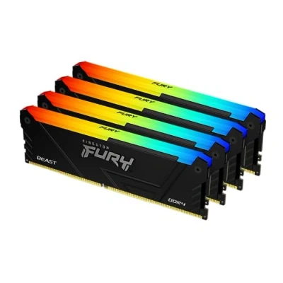 Imagen de Kingston Fury Beast RGB 64GB 2666MT/s DDR4 CL16 DIMM (Kit de 4) PC Memoria para Ordenadores sobremesa KF426C16BB12AK4/64