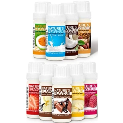 Imagen de ALPHAPOWER FOOD Aromas alimentarios por repostería y bebidas I Súper pack ahorro 9x10ml, Vegano, 100% naturales con Sabor Premium saborizante sin azucar Flavdrops, Flavor Drops liquida