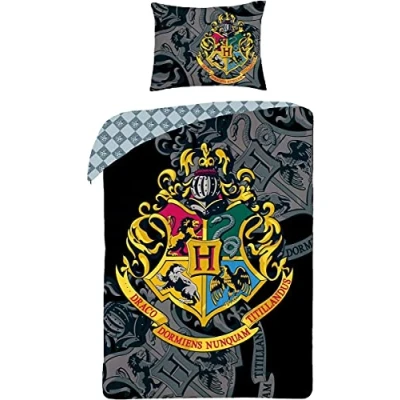 Imagen de Halantex Harry Potter Juego de Ropa Cama, 140 x 200 cm, Funda nórdica 70 90 Almohada, 100% algodón, Ron Hogwarts, Hermione Ravenclaw Hufflepuff