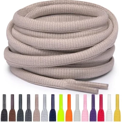 Imagen de Miscly Cordones Atléticos Ovalados Disponibles en Múltiples Longitudes y Colores (Caqui, 91 cm)