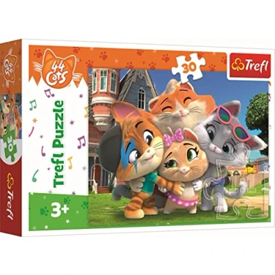 Imagen de Trefl 30 Elementos Rompecabezas de Colores con Personajes Cuentos Hadas 44 Gatos, Diversión para Niños a Partir 3 años Puzzle, Cats, Amistad en la Tierra (18288)