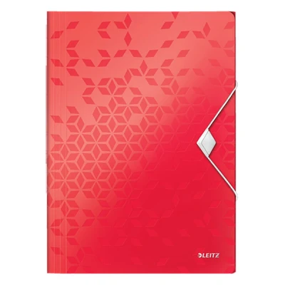 Imagen de Leitz WOW Carpeta de 3 solapas, Hasta 150 Hojas A4, Cierre Elástico, Plástico Flexible, Color Rojo, 45990026