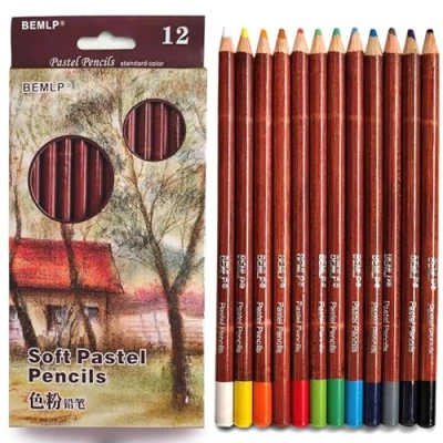 Imagen de 12 no tóxico profesional suave Juego de lápices pastel dibujo Sketches colores para dibujar escuela lapices papelería