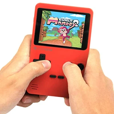 Imagen de Silvergear® Consola Retro Portátil Videoconsola Arcade con 240 Juegos Clásicos en 6 Categorias Mini para Niños y Adultos 12,5x8x2,3 cm Rojo