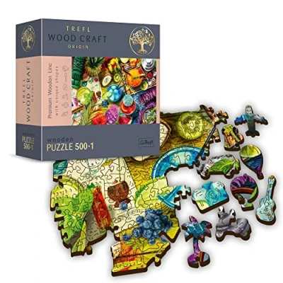 Imagen de Trefl 500 + 1 Elementos, Wood Craft, Formas Irregulares, 50 Figuras Adventureras, Premium Moderno, DIY, para Adultos Y Niños A Partir de 12 Años Puzzle Madera, Color Coloridos cócteles