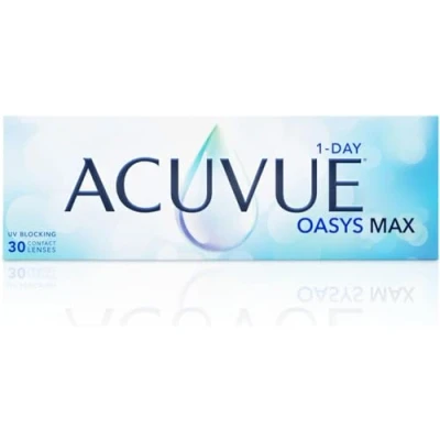Imagen de Acuvue Oasys Max 1 Day MULTIFOCAL Lentes diarias con Tecnología TearStable, filtro de luz OptiBlue y diseño Pupil Optimized, +6.00 dpt, diámetro 14.3 mm, 30 unidades, +1.50 adición, curva base 8.4 mm