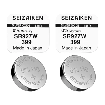 Imagen de SEIZAIKEN 399 SR927W Pilas de botón (2 unidades, 1,55 V, óxido plata, 0% mercurio, 100% fabricadas en Japón)