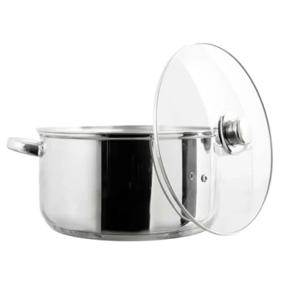 Imagen de COOK CONCEPT, KC0004 Olla de metal con tapa cristal, capacidad 7 litros, compatible todas las fuentes calor y hornos, ideal para sopas guisos, plata l