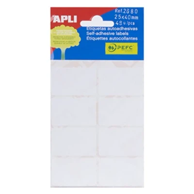 Imagen de APLI 2680 Etiquetas blancas adhesivo fuerte (25 x 40) 6 hojas