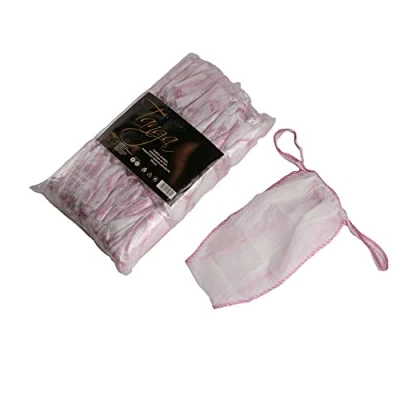 Imagen de JaDy 100 Bragas desechables estéticas para mujer de TNT mujer, tratamientos estéticos, masajes e higiene personal, Blanco Bordes Rosa, talla unica