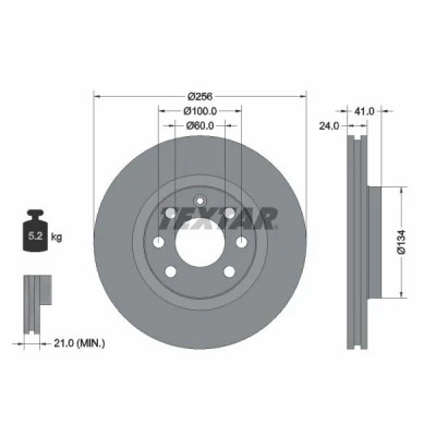 Imagen de TEXTAR PRO 92039203 Disco de freno 256 24 04/07 100 ventilación externa revestido sin perno sujeción rueda, buje rueda OPEL: Calibra A