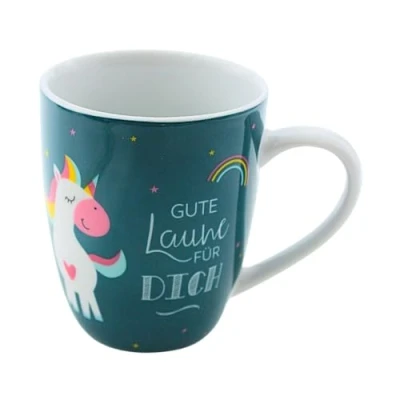 Imagen de Dekohelden24 Taza de café/taza porcelana, diseño: unicornio, buen humor para ti, tamaño alto/diámetro: 10 x 8 cm, capacidad 250 ml, apto lavavajillas.
