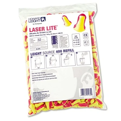 Imagen de Howard Leight by Honeywell Laser Lite Recarga de Tapones para los Oídos un Solo Uso 1013047, SNR 35, Amarillo y Magenta, Se Adapta a Todos Tamaños, Sin Cordón (BOLSA 200 Pares)