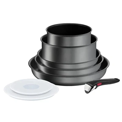 Imagen de Tefal Ingenio Daily Chef ON Juego de sartenes antiadherentes inducción 8 piezas, 22, 24 y 28 cm, cacerolas 16 20 tapas herméticas mango extraíble