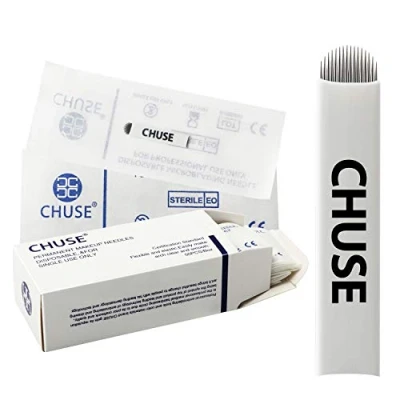 Imagen de Chuse microblading maquillaje permanente de cejas Manual Agujas tatuaje bordado arco A16 50pcs / Box 16 curvado Microstroking