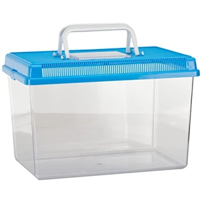 Imagen de Ferplast Acuario de plástico para peces GEO LARGE Tanque 6 L, Terrario insectos y tortugas, Plástico, Rejillas ventilación, Asa el transporte, 30 x 20 h 20,3 cm Azul marino