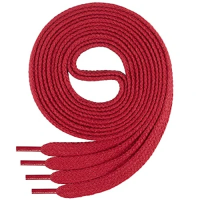Imagen de Di Ficchiano Cordones planos de algodón 100% para zapatillas y calzado deportivo, muy resistentes, aprox. 7 mm ancho, 45 200 cm longitud, fabricado en Europa, Unisex, rojo, 90