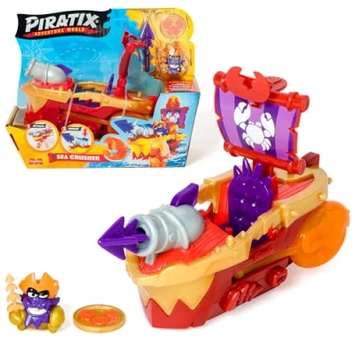 Imagen de Piratix ADVENTURE WORLD Sea Crusher Barco Pirata en Forma de Cangrejo. Incluye 1 Pirata, Exclusivo, Tesoro Accesorio, cañón y proyectil