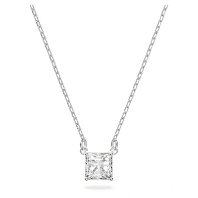 Imagen de Swarovski Collar Attract para Mujer, Cristal Blanco de Talla Cuadrada, con Baño Rodio Colección