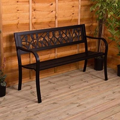 Imagen de Garden Vida Banco de jardín Acero, tulipán, plástico, Black, H 77 x W 125 D 53