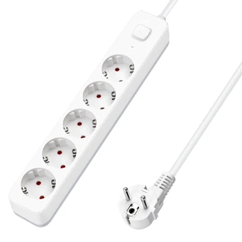 Imagen de Aigostar Regleta Enchufes, Alargador Enchufe de 5 Enchufes con Interruptor, Cable Metros, Blanco