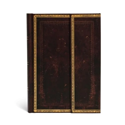 Imagen de Black Moroccan (Old Leather Collection) Midi Lined Hardcover Journal (Wrap Closure)