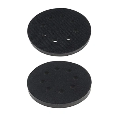 Imagen de 2 almohadillas de interfaz esponja suave 125 mm, 8 agujeros para lijadora aleatoria, almohadilla repuesto dedicada, resistente a los impactos y reducción ruido, pulidora protección