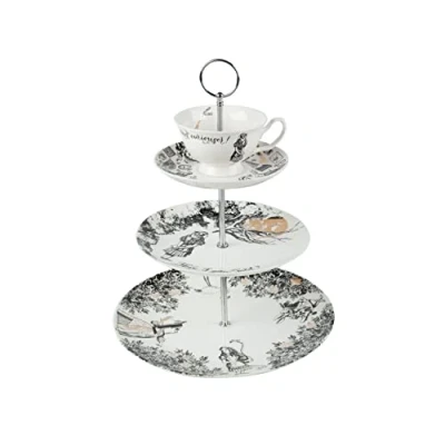 Imagen de V&amp;A Base para Tartas de 3 Niveles con Tema Alicia en el país Las Maravillas Victoria &amp; Albert, Color Blanco