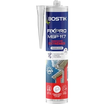 Imagen de Bostik FIXPRO Masilla adhesiva MSP 117 condiciones extremas Interior/Exterior Pegado incluso bajo la lluvia híbrida de polímeros transparente 1 cartucho 290 ml