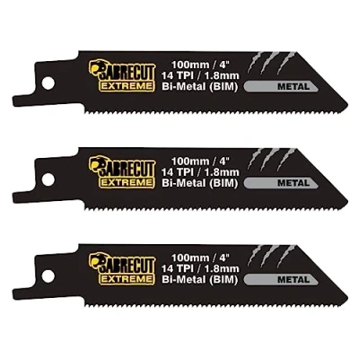 Imagen de 3 x SabreCut SCRS522BF 100mm 14 TPI S522BF Hojas de sierra sable corte rápido metal