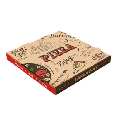 Imagen de García De Pou 100 Unidades Cajas Pizza &#039;Enjoy Pizza&#039; &#039;Thepack&#039; 330 G/M2 40X40X3,8 Cm Natural Cartón Ondulado Microcanal