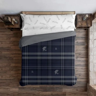 Imagen de BELUM Funda nórdica Harry Potter, con Botones 100% algodón Modelo Ravenclaw Rayas para Cama de 80 (140x200 cm.)
