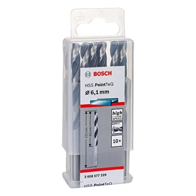 Imagen de Bosch Professional 10 brocas helicoidales HSS PointTeQ, para metal, 6.1 x 63 101 mm, accesorio de taladro