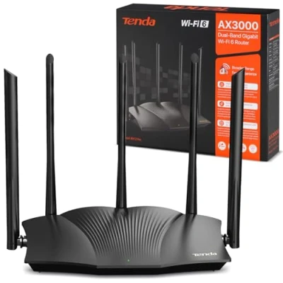 Imagen de Tenda RX12 Pro Router WiFi 6 AX3000, Doble Banda 2.4Ghz/5Ghz, WAN/LAN Puertos Gigabit, 5 Antenas de 6dBi, WiFi+ Cobertura Estable y Amplia, WPA3, OFDMA, WPS, VPN, Modo Punto Acceso