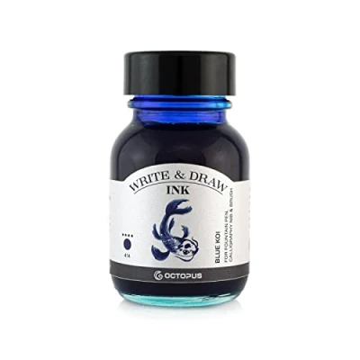 Imagen de Octopus Write and Draw Ink 414 Blue Koi tinta de caligrafía resistente al agua para escritura y dibujo, caligrafía, dibujo a la luz, color azul, 50 ml