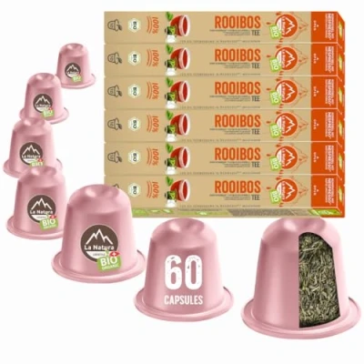 Imagen de La Natura Lifestyle ROOIBOS BIO TEE 100% cápsulas de té compostables industriales Respetuoso con el medio ambiente 60 para máquinas Nespresso®3