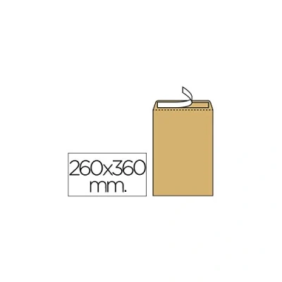 Imagen de SOBRE LIDERPAPEL BOLSA N.12 KRAFT FOLIO ESPECIAL 260X360MM TIRA DE SILICONA CAJA 250 UNIDADES