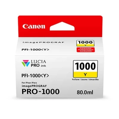 Imagen de Canon PFI 1000 Y Cartucho de tinta original Amarillo para Impresora Fotográfica PRO