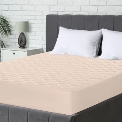 Imagen de Utopia Bedding Protector de colchón Acolchado 150x200 cm, Microfibra Transpirable, Funda para colchon estira hasta 38 cm Profundidad (Cama 150, Beige)