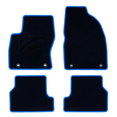Imagen de OCC DESIGN Alfombrillas Coche a Medida, Compatibles con Ford Focus II (2004 2011), Moqueta Alta Calidad, Velour/Polipropileno, Anclaje Original, Reverso Antideslizante, Talonera, Ribete Azul