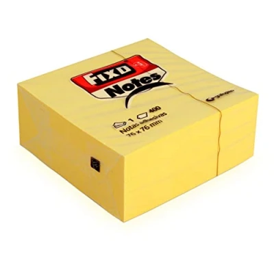 Imagen de FIXO Notes 65005463. Cubo de Notas Adhesivas, 400 Hojas, 76x76mm, Color Amarillo