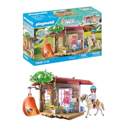 Imagen de PLAYMOBIL Horses of Waterfall 71638 Caseta Club de equitación, Incluyendo Dos Figuras, un Caballo y escondite Secreto para Suministros, Juguetes sostenibles niños niñas a Partir 5 años