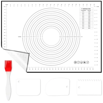 Imagen de WECUTE Tapete de Silicona para Hornear, 70 * 50 CM Libre Bpa, Resistente al Calor, Fácil Limpiar, Reposteria, Hornear (3pcs Raspador 1 Cepillar)