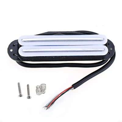 Imagen de Musiclily Hot Rails Pastilla Humbucker Formato Single Coil Pickup para Guitarra Eléctrica Strat Squier,Cuerpo Blanco con Rail Cromado