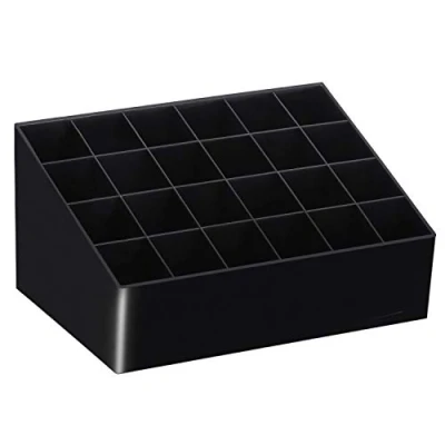 Imagen de TRIXES Organizador Soporte para Maquillaje Lápiz Labial 24 Compartimentos Estuche de Acrílico Cosméticos Almacenamiento en Tocador Color Negro